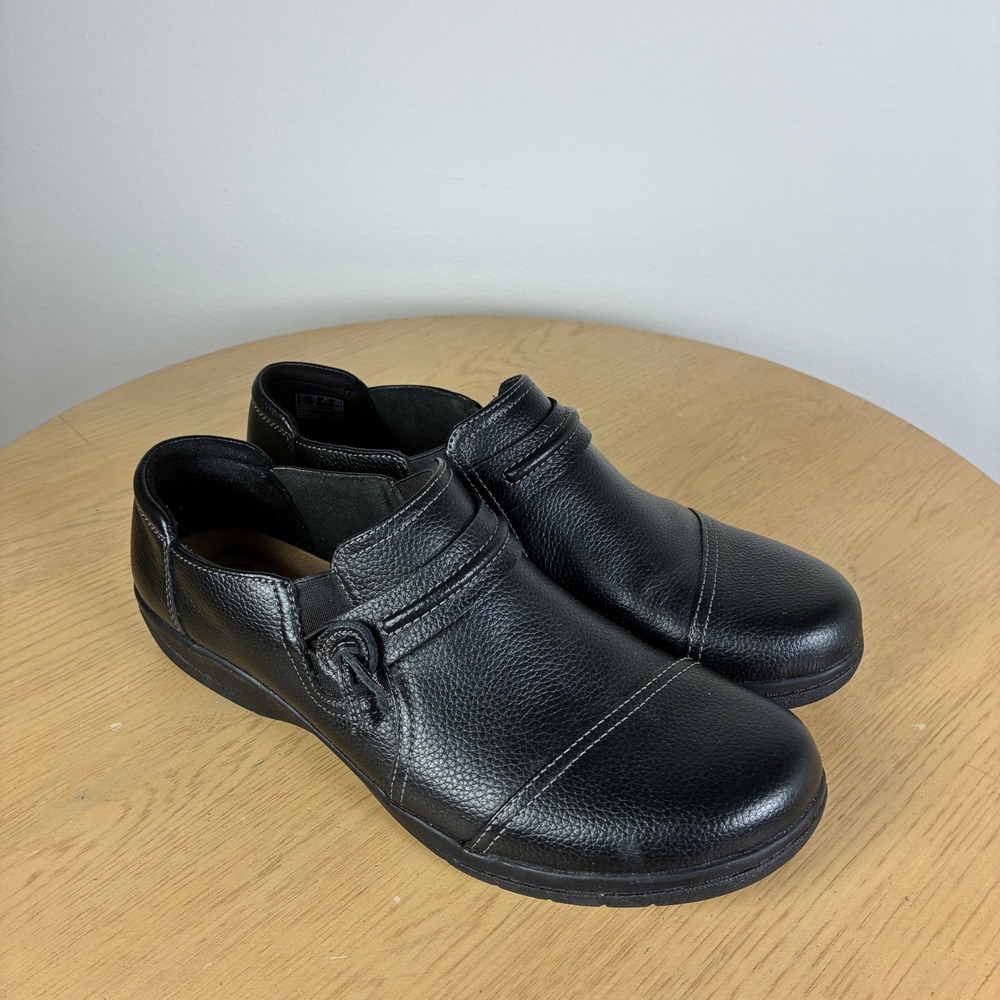 Clarks Leather Slip On Loafers Shoes Women's 10 Comfort Support Minimalist